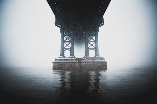 landscape photo of bridge foundation in Brooklyn Bridge Park United States