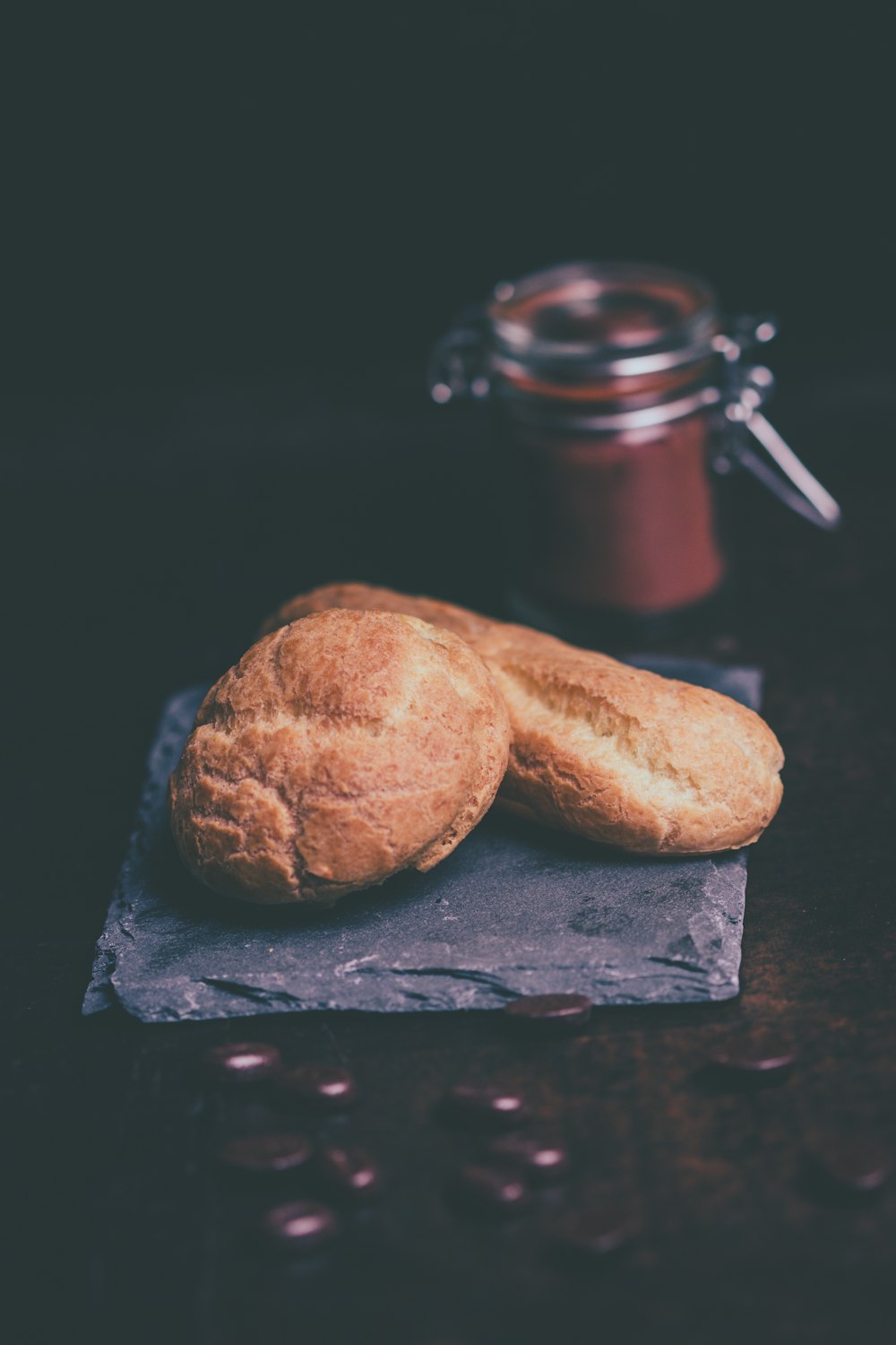 bread near glass jar