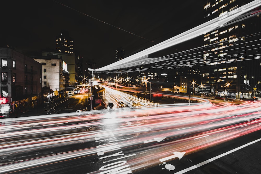 timelaps photography of road during nighttime