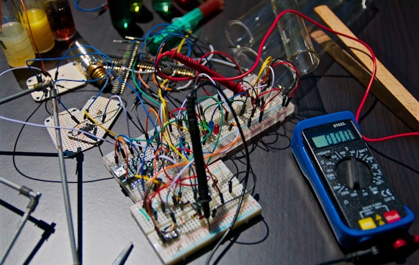 electronic circuit boards near tester