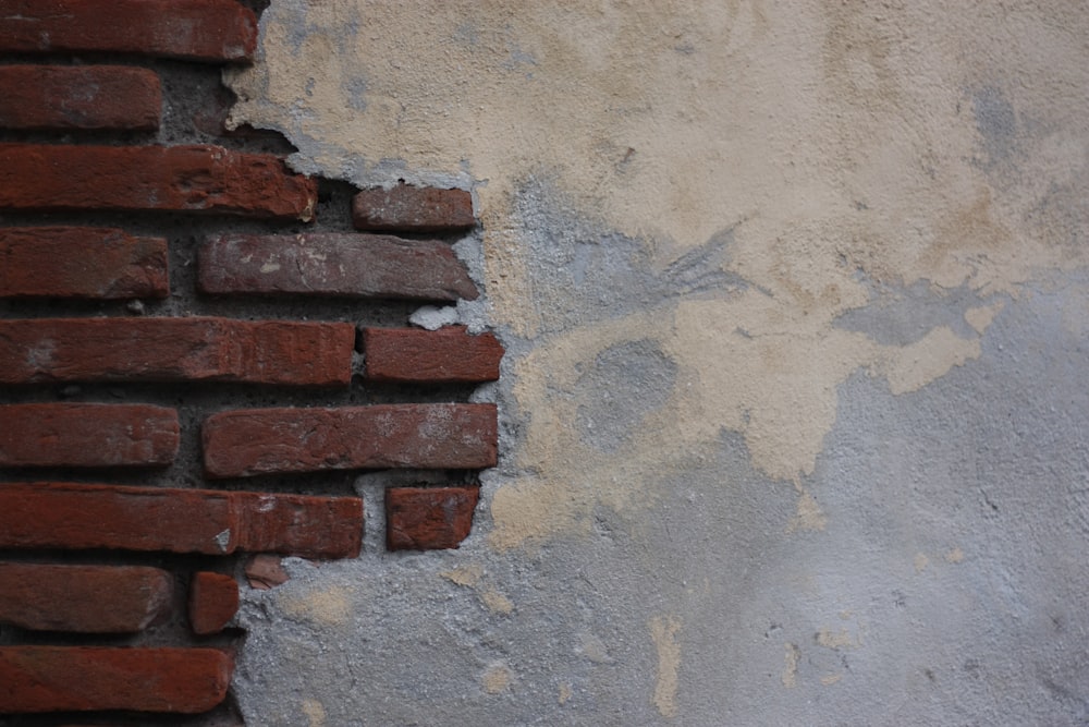 brown brick and blue wall paint