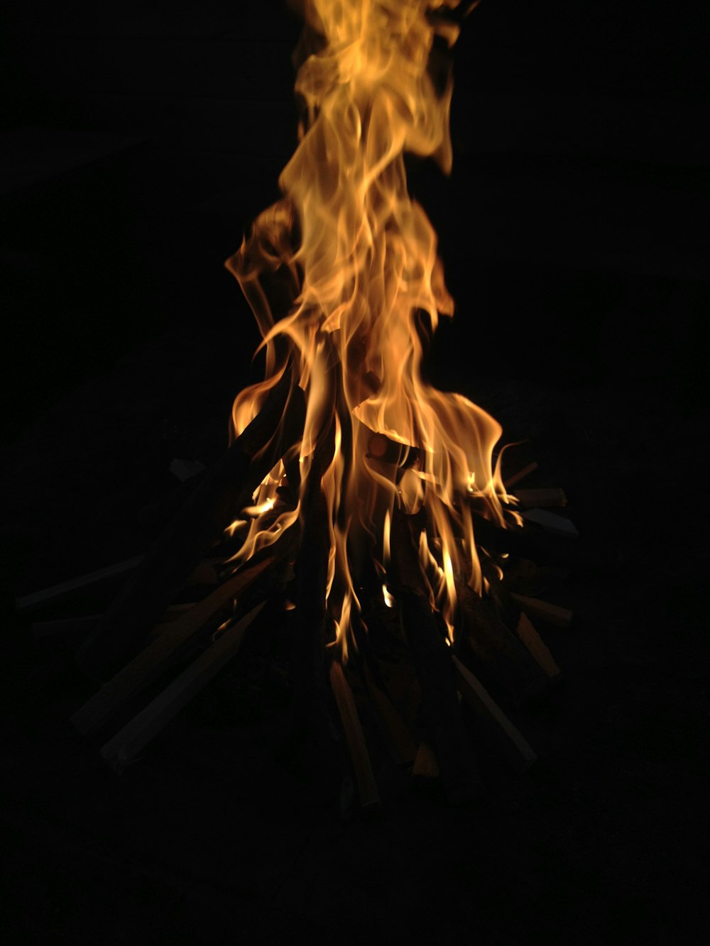 bonfire in dark place