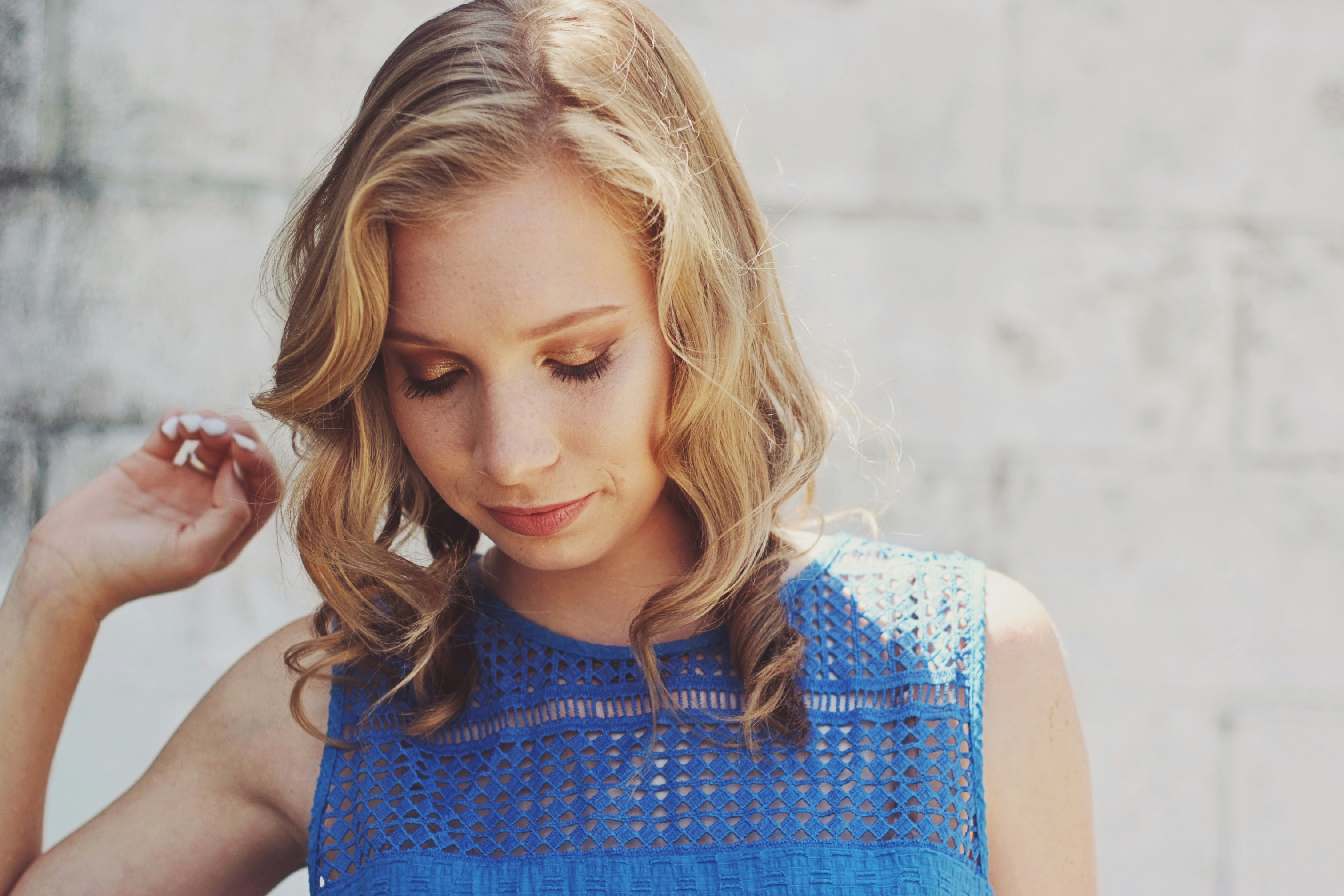 woman in blue top photo