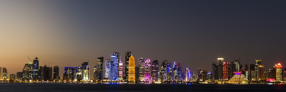 panoramic photo of cityscape at nighttime