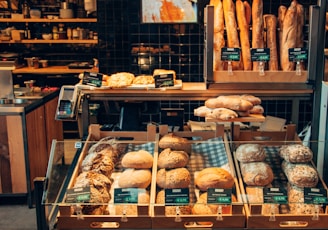 assorted bread store display