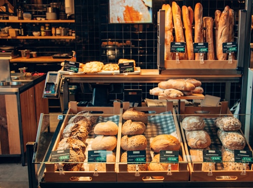 assorted bread store display