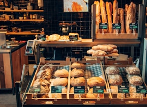 assorted bread store display