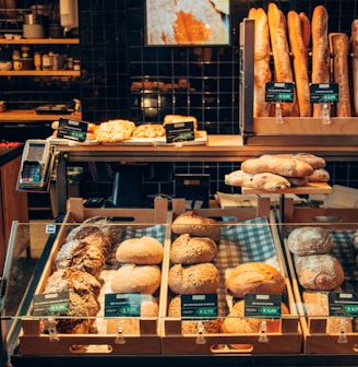 assorted bread store display
