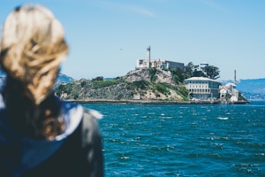 person looking at Alcatraz island