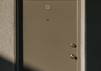 closed gray wooden door