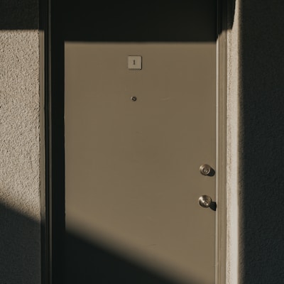 closed gray wooden door