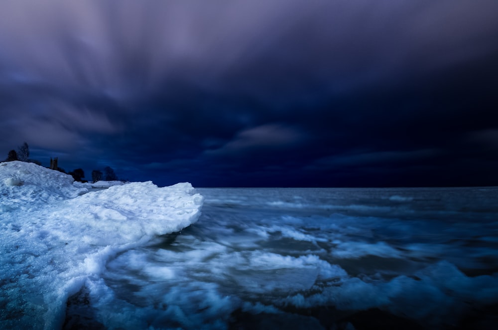 water waves during night time