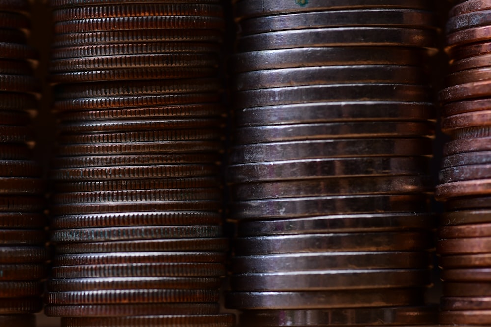 round gold-colored coin lot pile