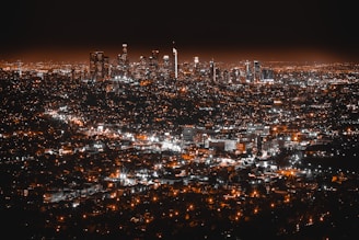aerial view of cityscape at night