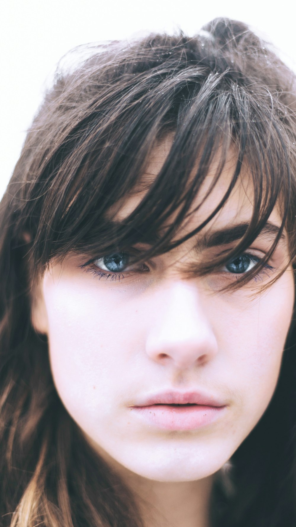 closeup photo of woman's face