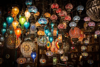 a room filled with lots of different colored lights