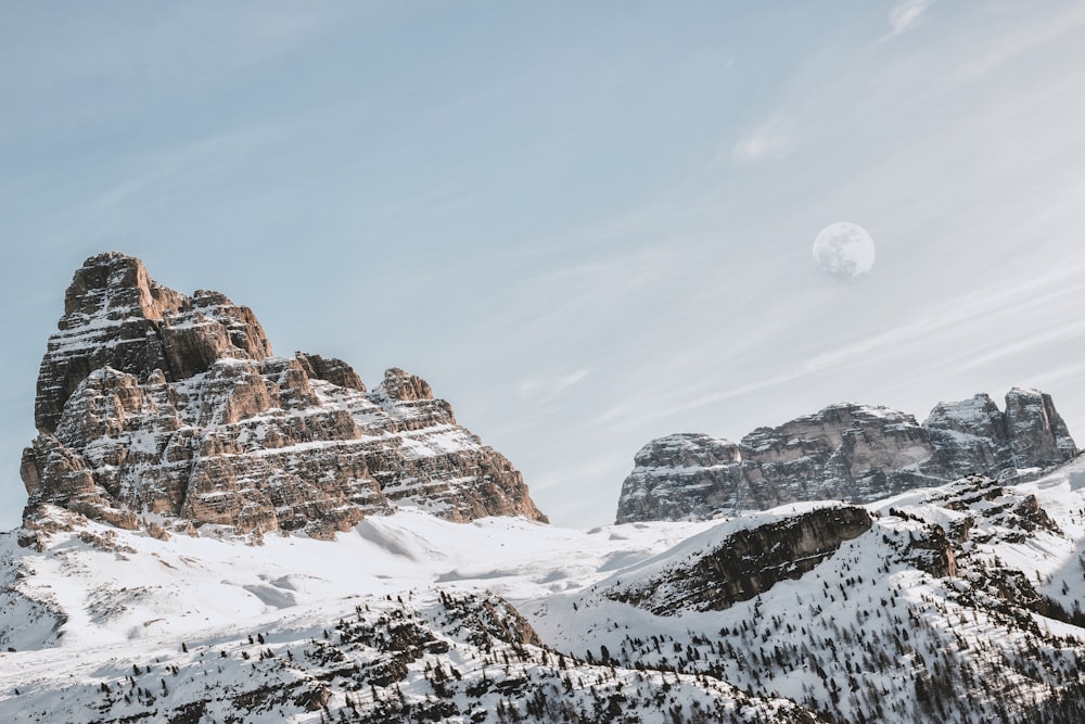 landscape of mountain with snow