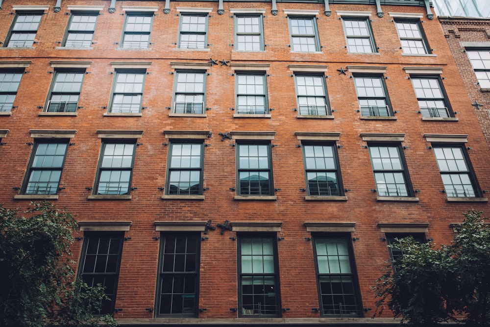 Fotografía a ojo de gusano de un edificio de hormigón