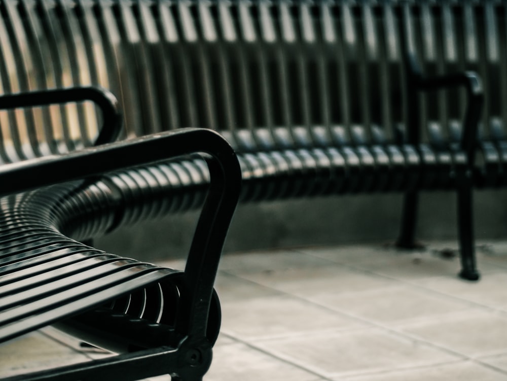 black metal framed bench