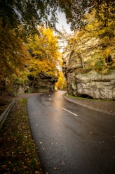 curved pathway near cliffs