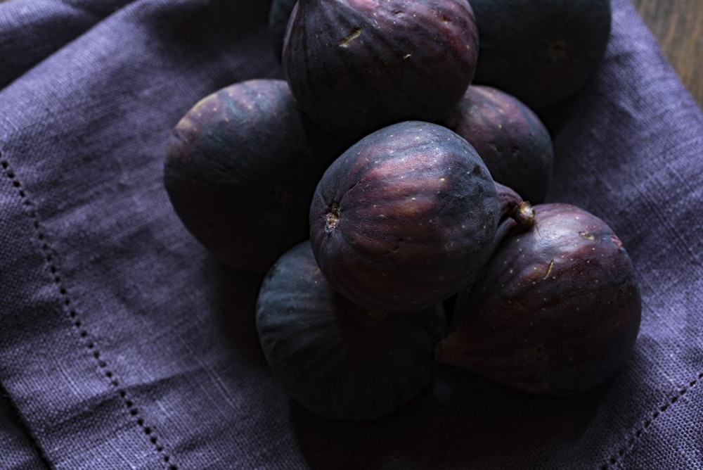 onions on blue textile