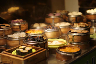 table of round food containers