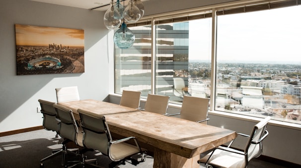 beige wooden conference table