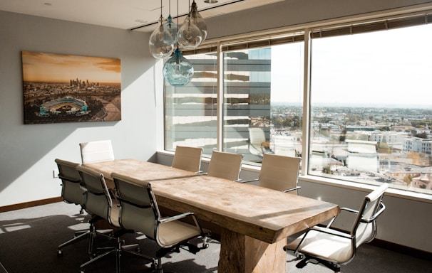 beige wooden conference table