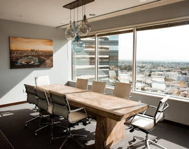 beige wooden conference table