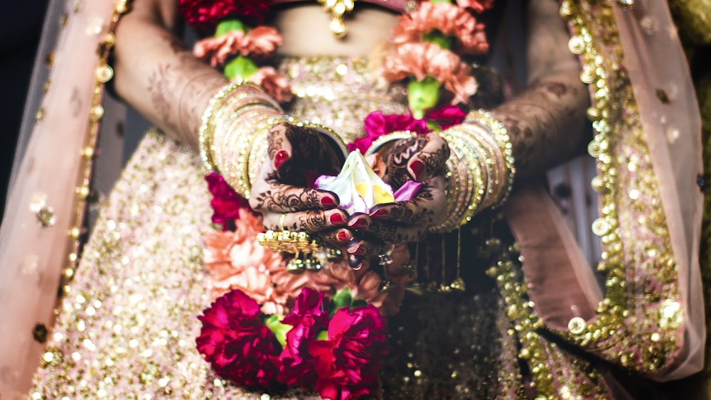 woman holding flower