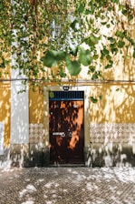closed door and yellow painted wall