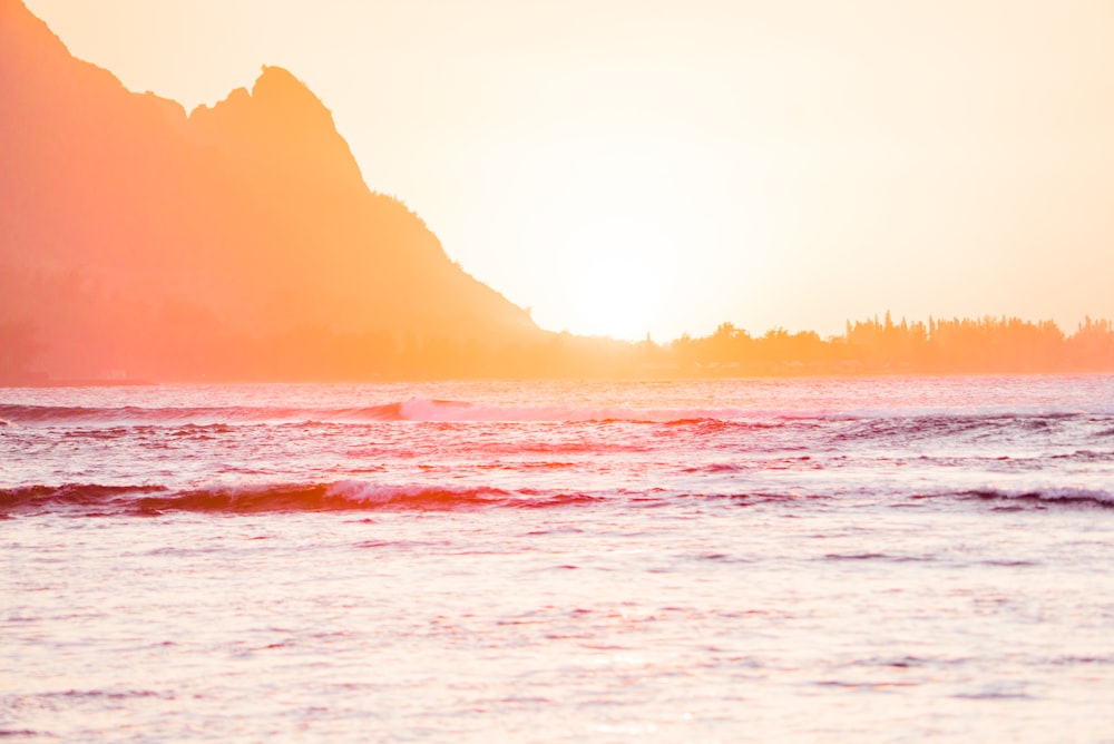 photograph of sea during golden hour