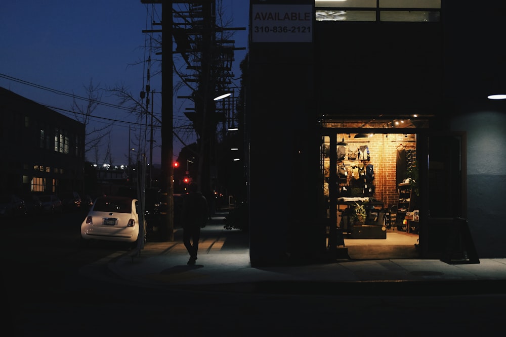 storefront by the street at night