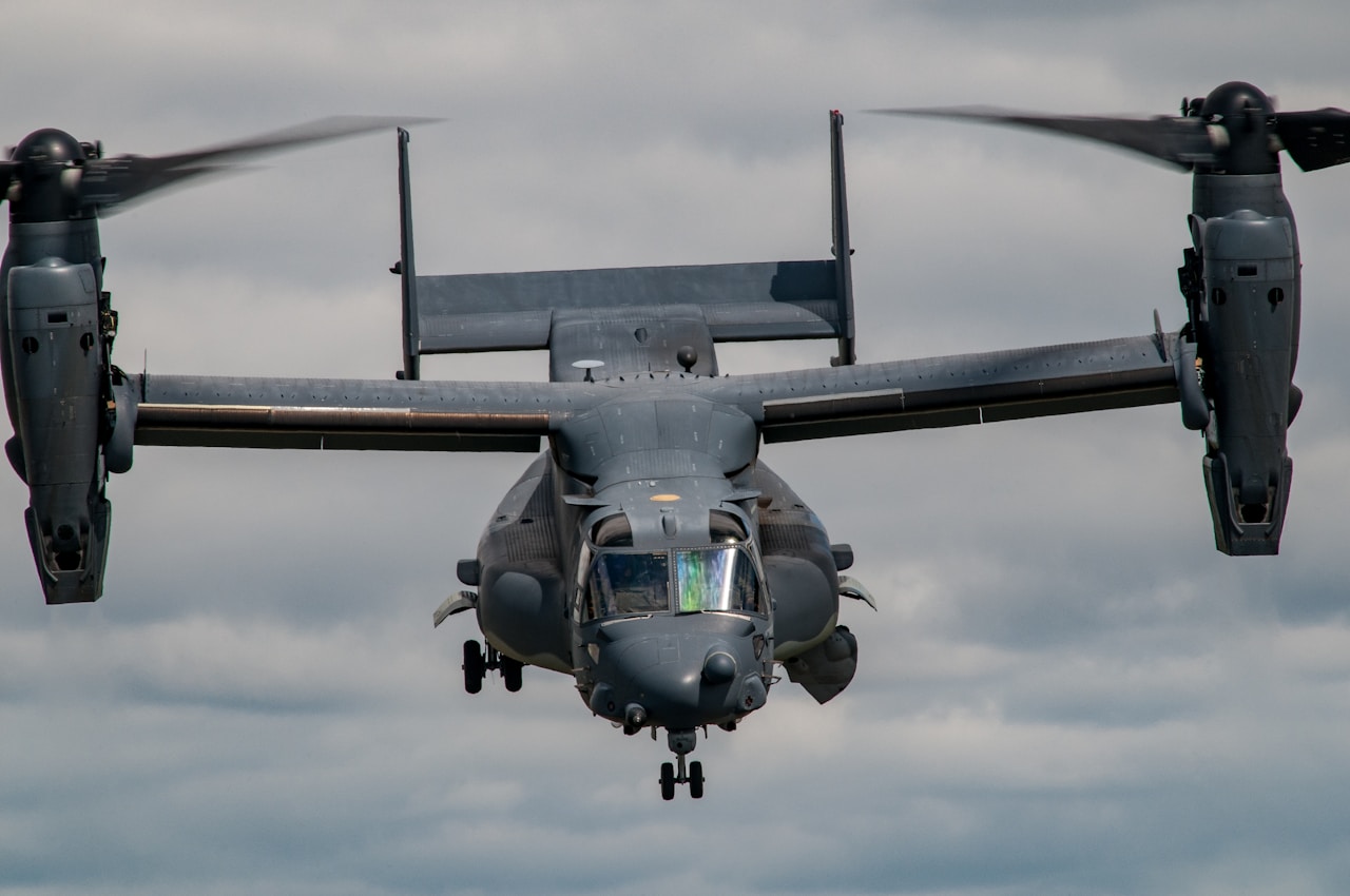 Military drone in flight