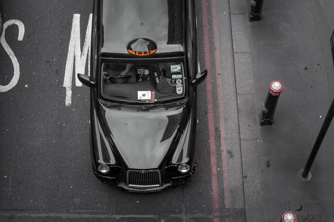 top view of car parked beside the pole