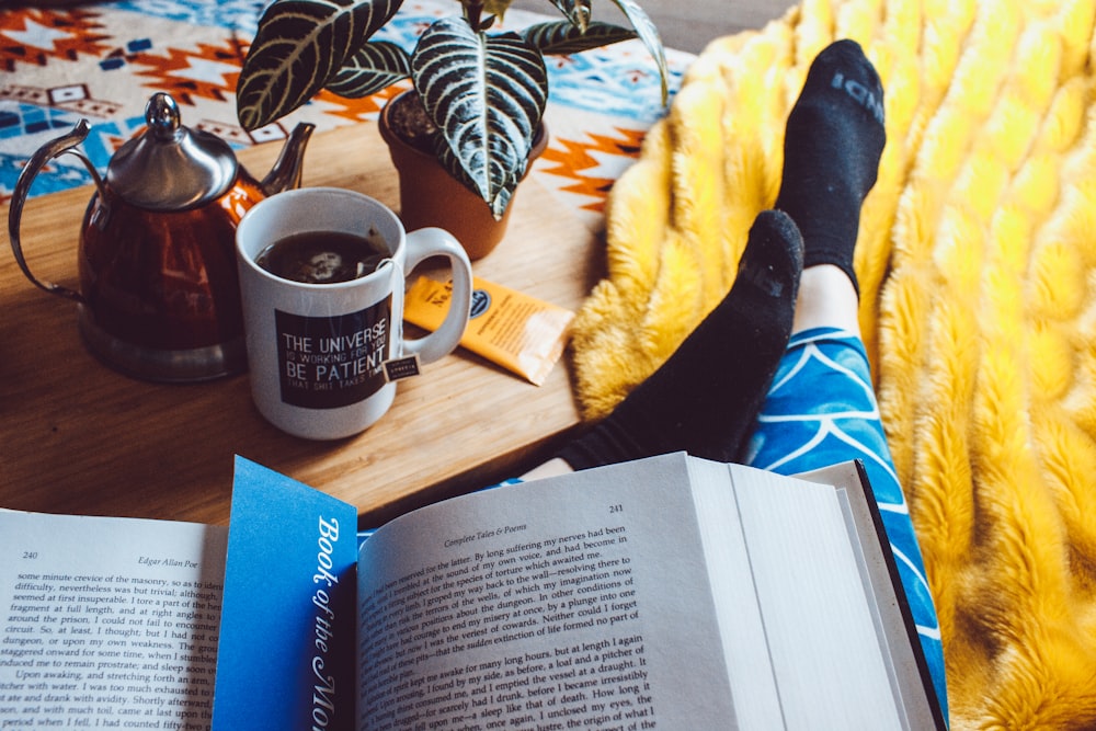 woman reading book