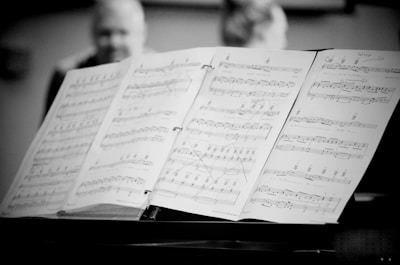 abc piano and keyboard school  grayscale photography of musical note