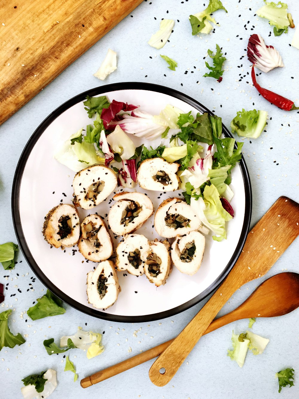 salad dish in white ceramic plate