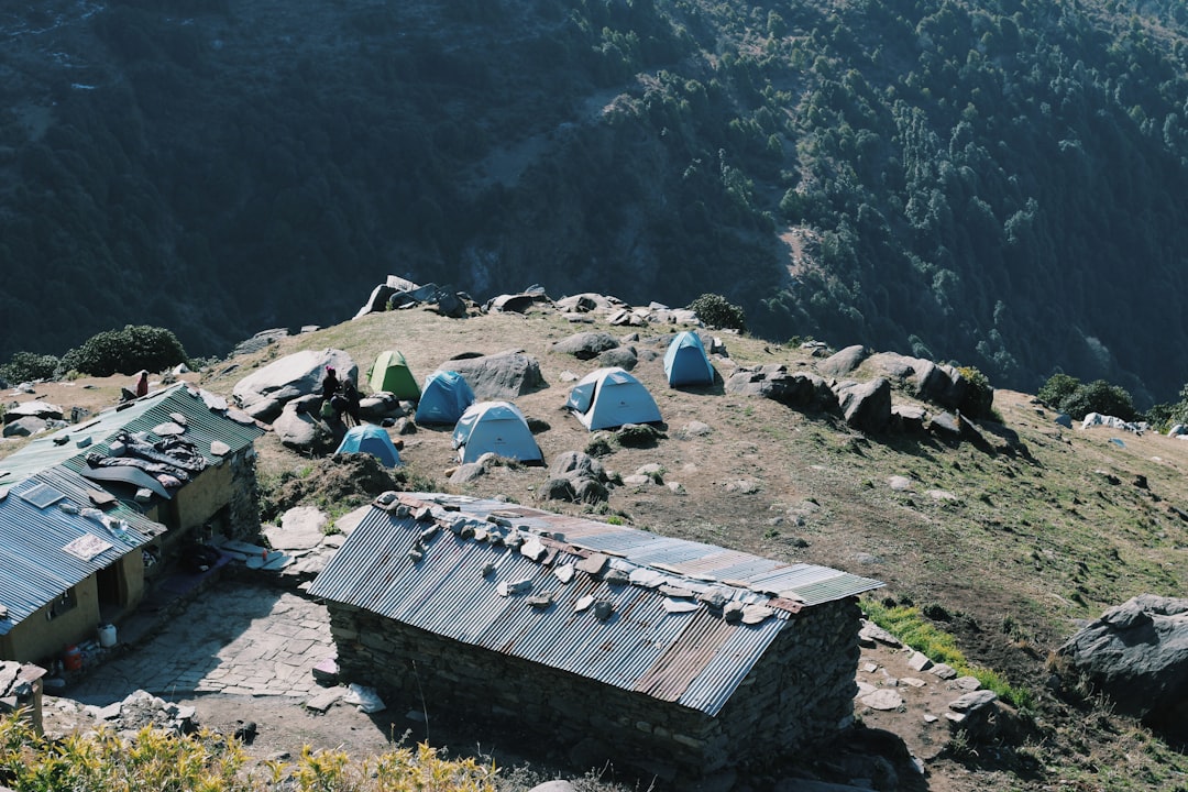 houses on mountain peak