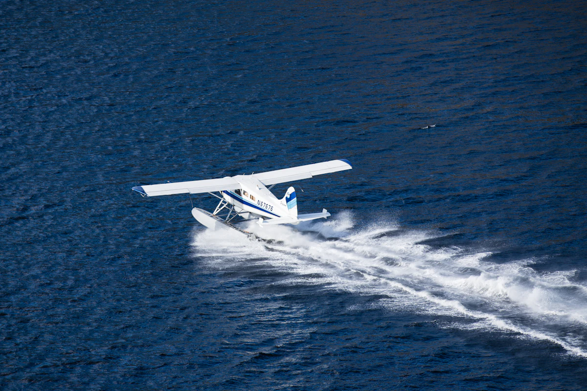 Floatplane taking off from the water