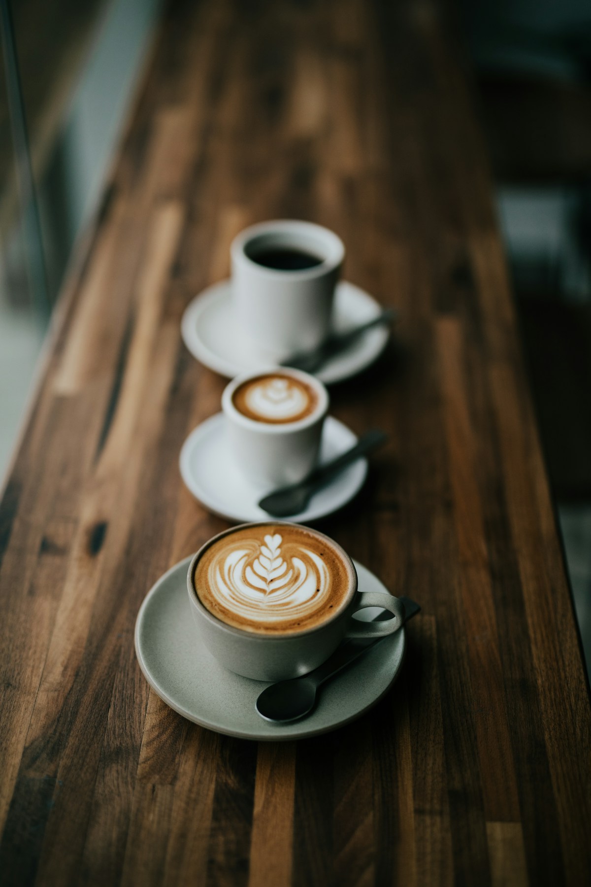 A cup of latte on a table