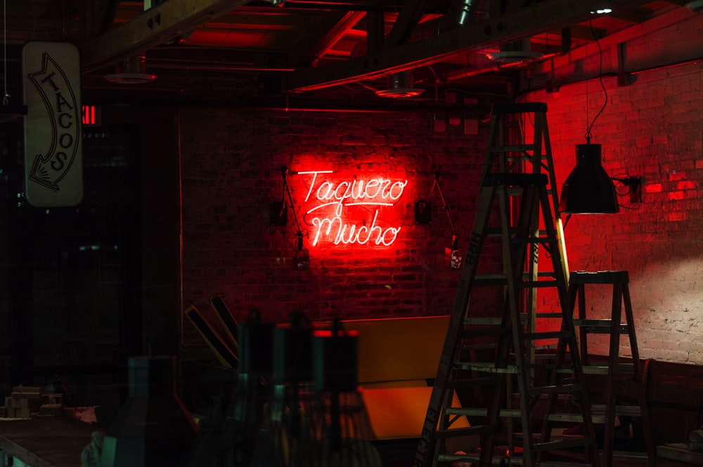 red taquero mucho neon signage