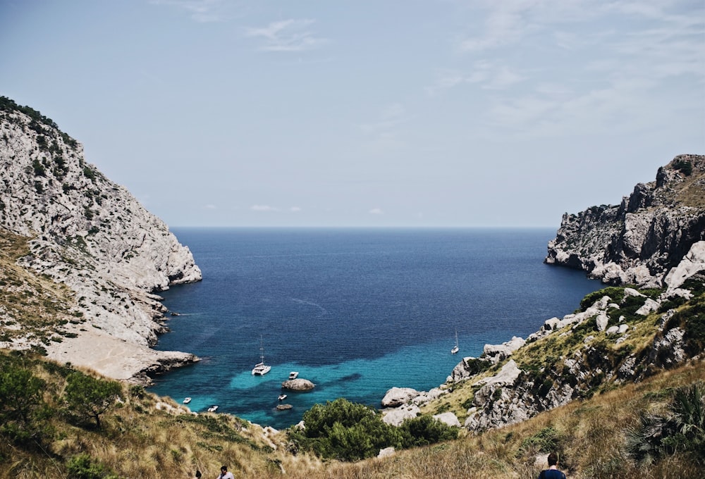 boat parked near island