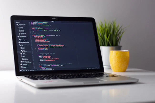 Clean formatted HTML markup with syntax highlighting and structured indentation