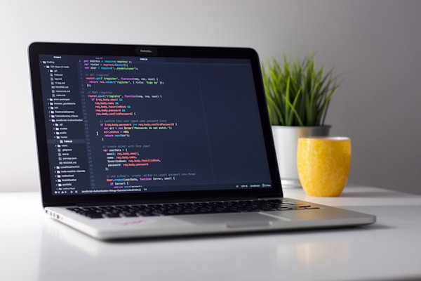 Coding on a laptop