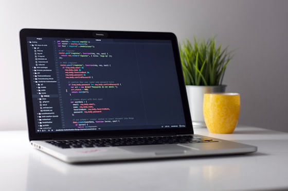 Coding screen laptop