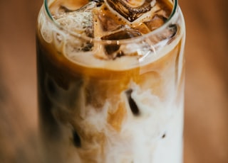 clear glass filled ice coffee