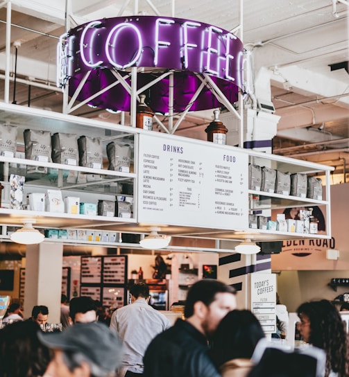 photo of lighted coffee neon light signage