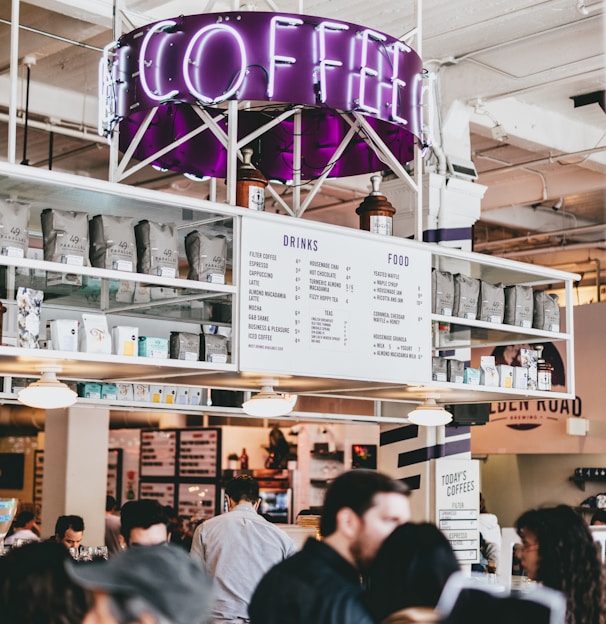 photo of lighted coffee neon light signage