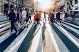 group of people walking on pedestrian lane